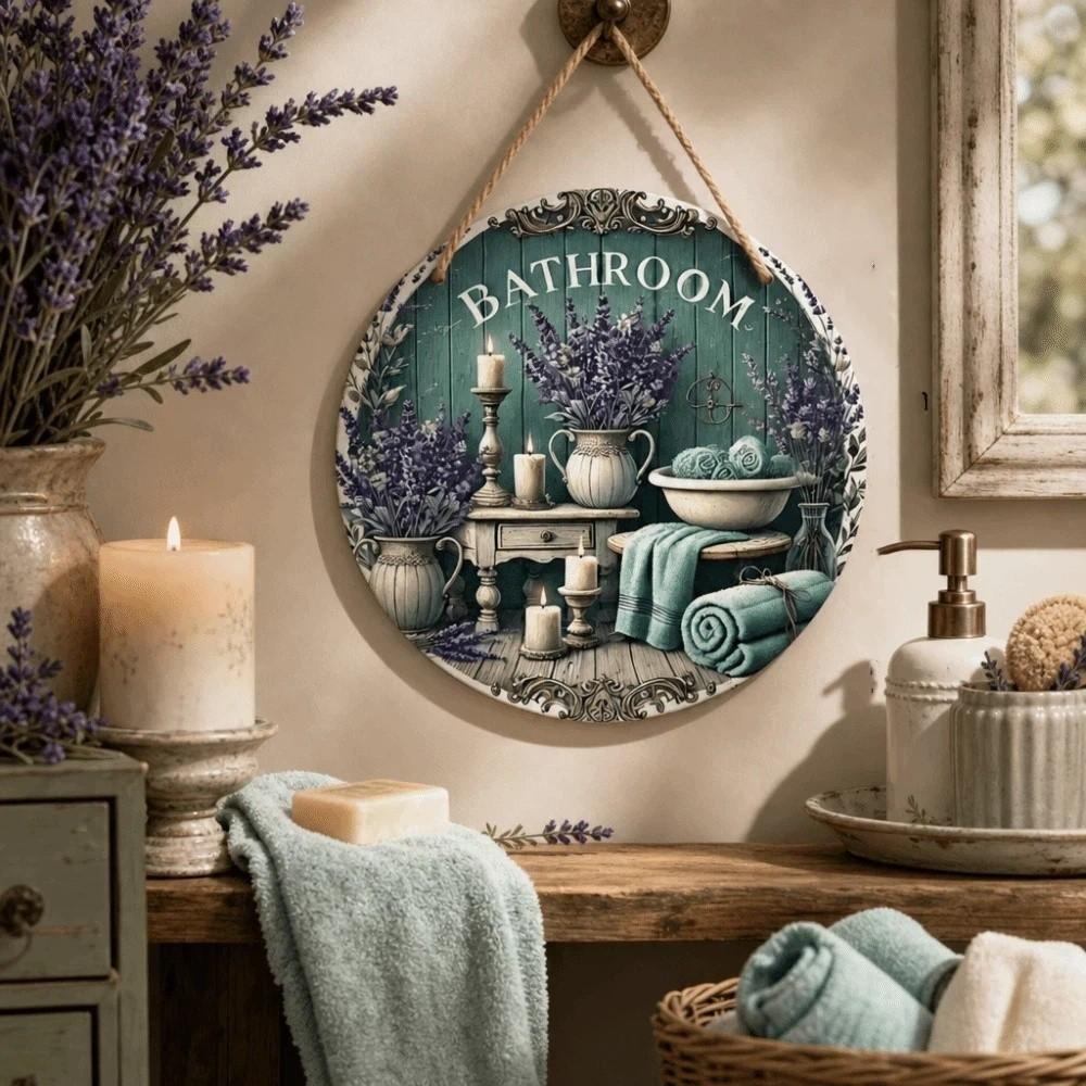 2D Flat Door Wall Decor Lavender Flower Decorative Board Hanging Decoration Wall Hanging