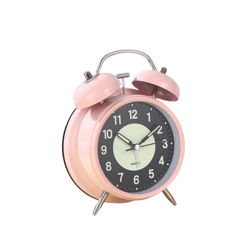 

3 4 Luminous Silent Metal Alarm Clock with Loud Ringtone - Bedside/Desk Use 3-inch Small