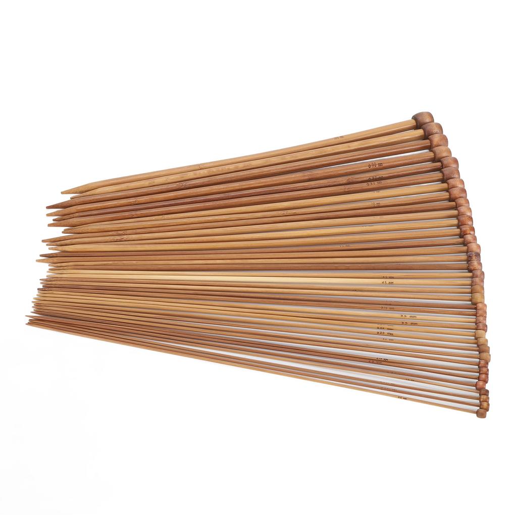 36st Bambu Sticknål Raka Enkelsuddiga Karboniserade Sticknålar för Nybörjare 13,8 tum
