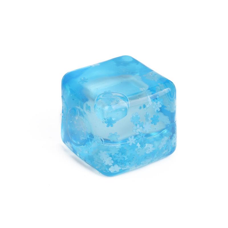 1Pc Blue Snowflake Ice Cube Squishy Toy, Maltose Slow Rebound Water Cube Stress Relief Fidget