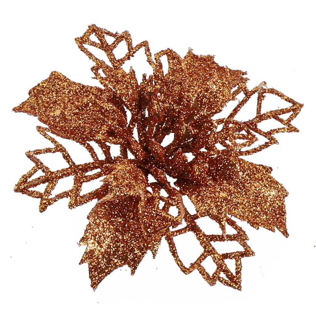 Christmas Glittering Poinsettia Decorations 2025 Celebration Hollow Flower Materials Christmas Tree Pendant Decoration 9cm