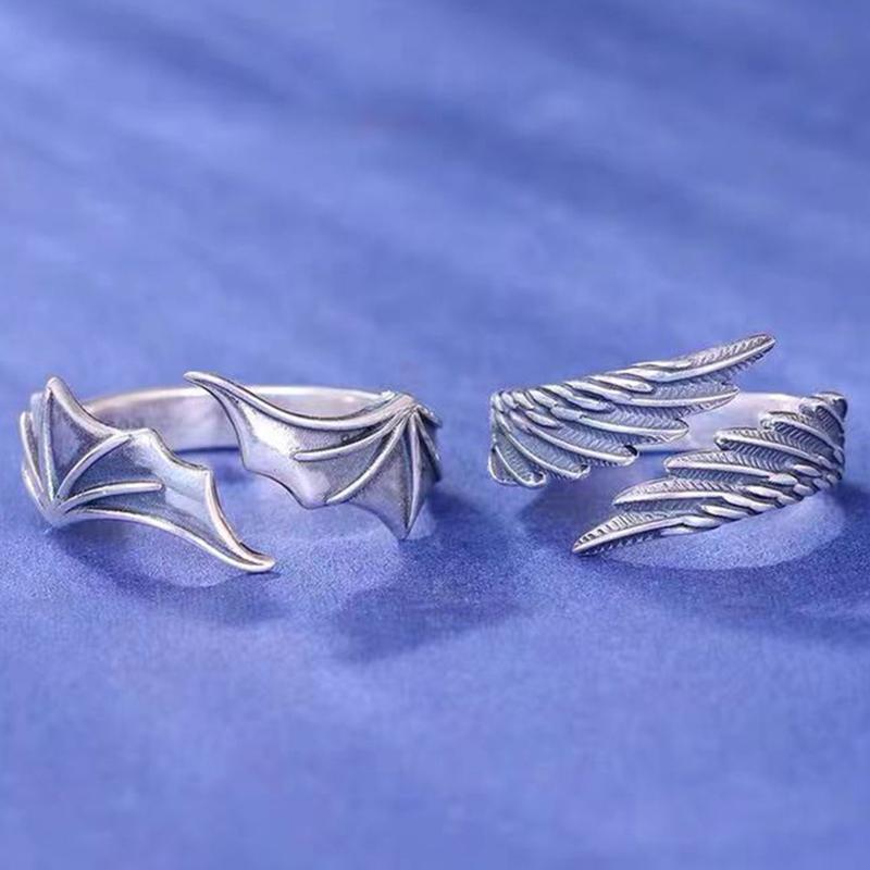 Angel Demon Wing Couples Prsteny pro ženy Hip Hop prsteny Otevřený prsten Šperky na palec
