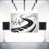 Elegant Piano & Music Notes Backdrop Black White Keyboard Concert Background