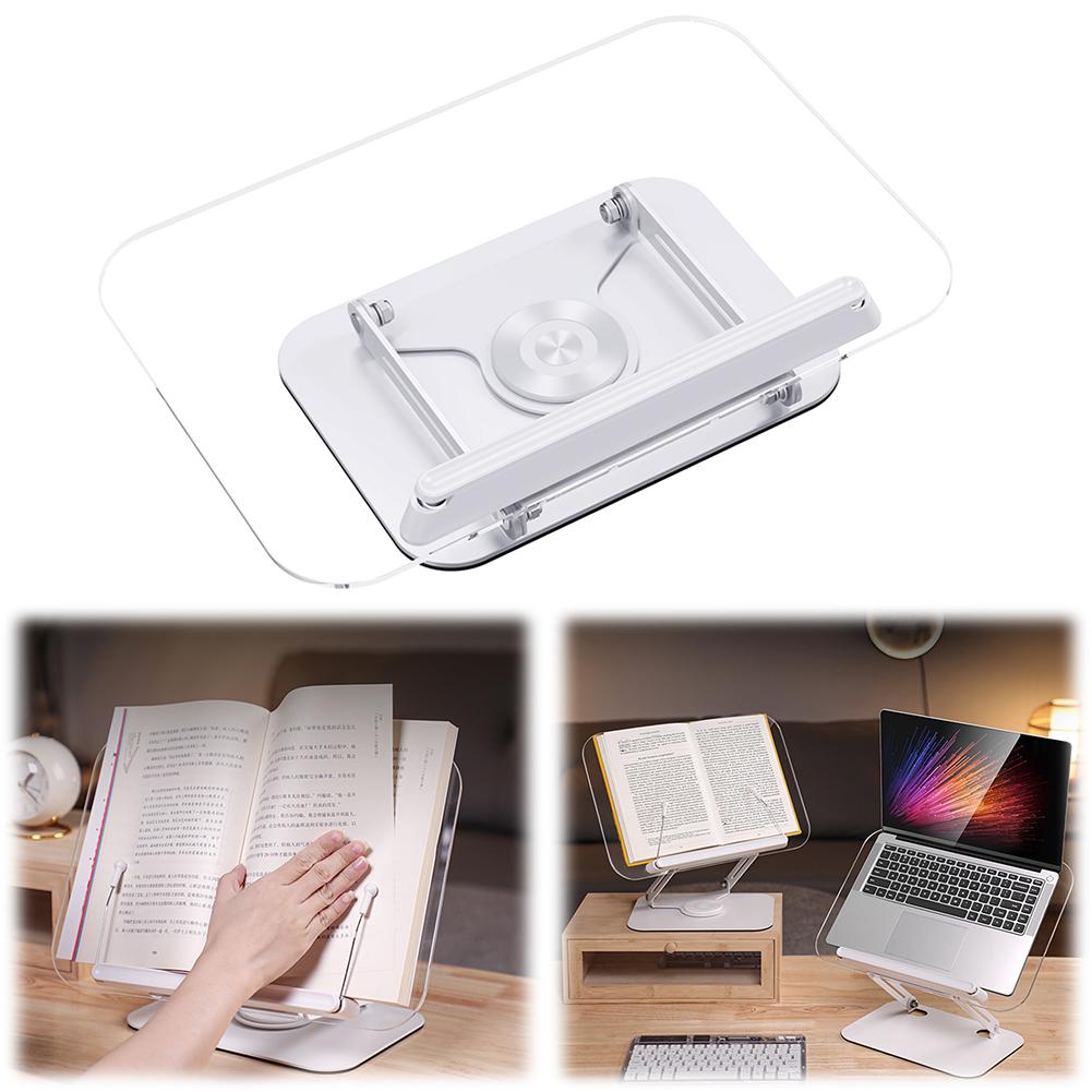 Acrylic Book Stand for Reading Adjustable Foldable Desktop Riser with 360 Degree Rotating Base Cookbook Stand with Page Clips China Mainland