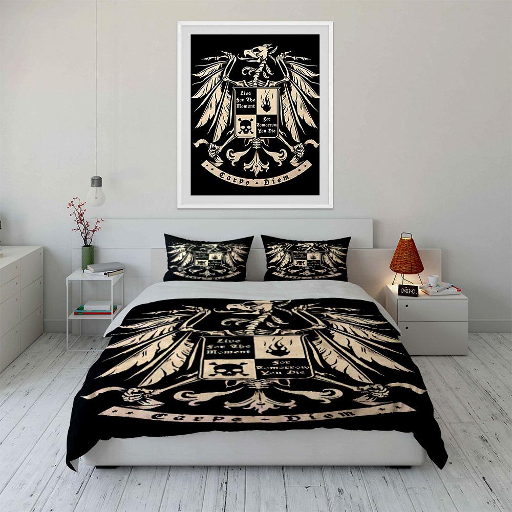 Skeleton with wings motif. Bedding sets Duvet cover sets Duvet covers Pillowcases(1 * Duvet Cover 2 * Pillowcases, without duvet insert)