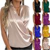 T Shirts For Women Pleated V-Neck Dressy Casual Blouses Printing Short Sleeve Summer Tops Loose Fit