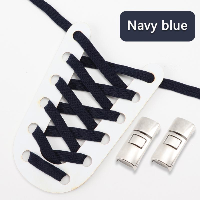 No Tie Shoelaces for Sneakers Flat Shoe Laces Elastic Metal Lock Convenient Personality Lazy Shoelace Rubber Band 1 Pair