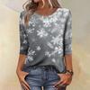 Women's Fashion Casual Christmas Tree Printed Round Neck Three-Quarter Sleeve T-Shirt Top