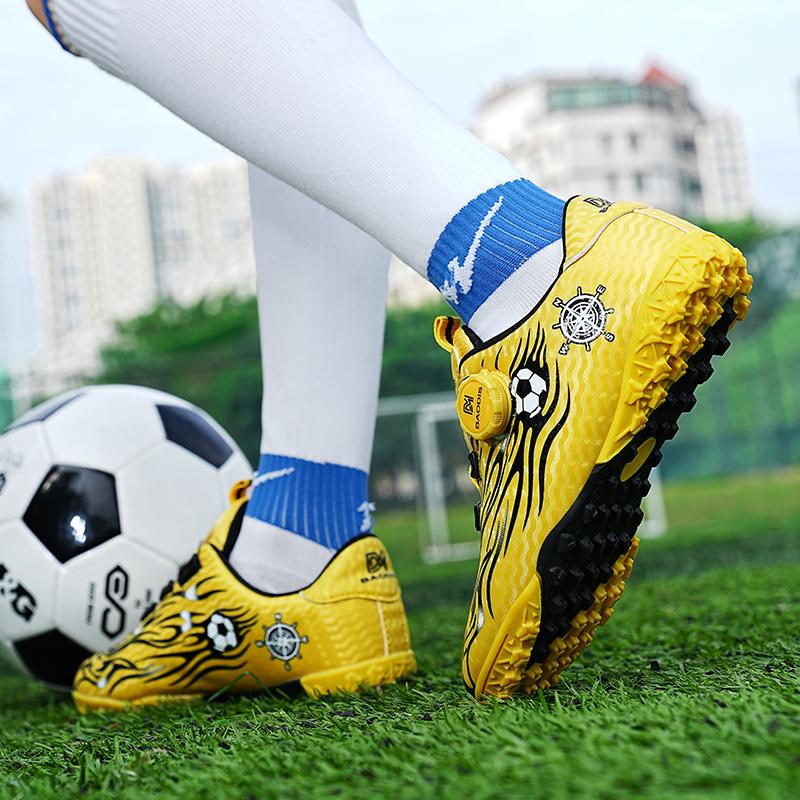 Football Boots Are Lightweight To Wear / Take Off with Rotating Buttons/ Rubber Soft Soles They Are Also Training Shoes Artificial Turf Soccer Shoes