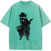 Trash Panda Raccoon Printed Trendy Tshirt Men Casual Cotton Short Sleeve T-shirts Of High-Quality Washed Old Tshirt