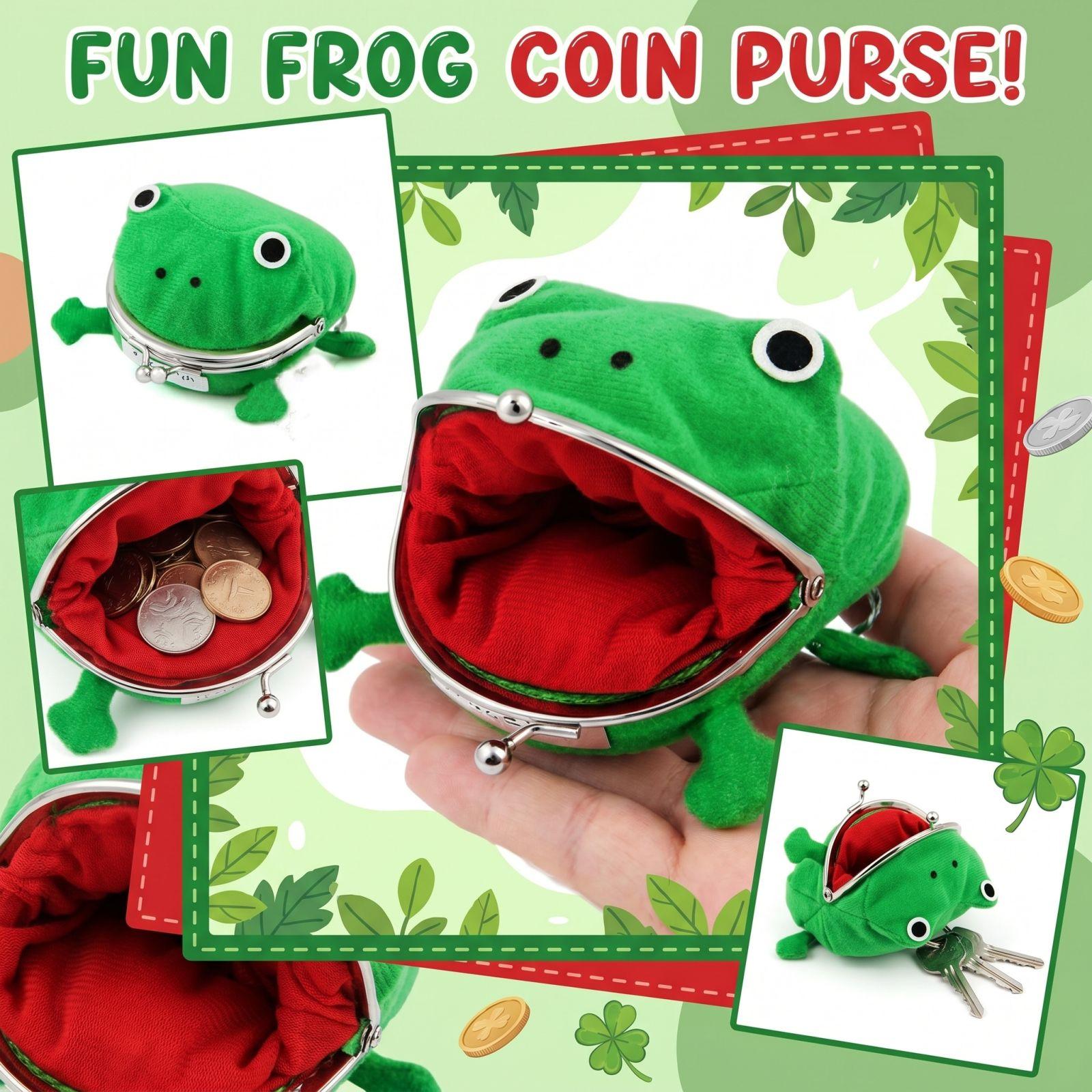 

Creative Frog Shaped Coin Purse Soft Fabric Small Clasp Wallet with Metal Frame Closure Unique Animal Design Compact Size One Size армія зелений колір