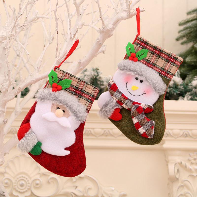 Retro Plush Christmas Stockings Gift Bags - Holiday Decorations & Gift Bags