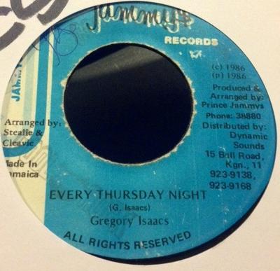7inch Record GREGORY ISAACS  Every Thursday Night NONE Jammys Records 1986 Jamaica Reggae Ska  Dub Used