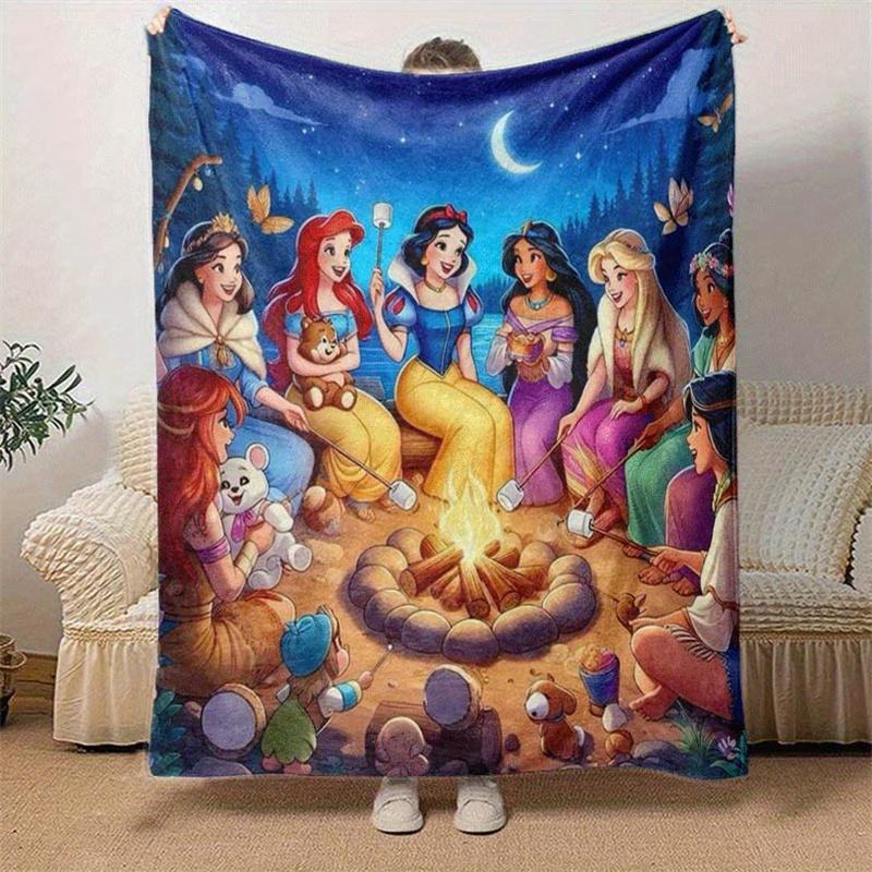 1pc Princess Printing Blanket - Soft, All-Season Throw for Office Blanket, | Personalized Gift with Adorable Cartoon Design