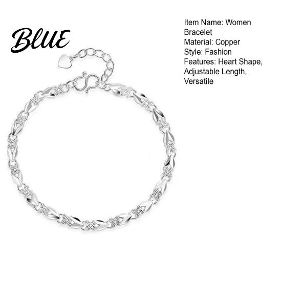Bracciale da Donna Superficie Liscia Quadrifoglio Fortunato Forma a Cuore Lunghezza Regolabile