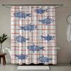Checkered Fish Pattern Printed Shower Curtain Patterned Shower Curtain For Bathroom Separation And Decoration