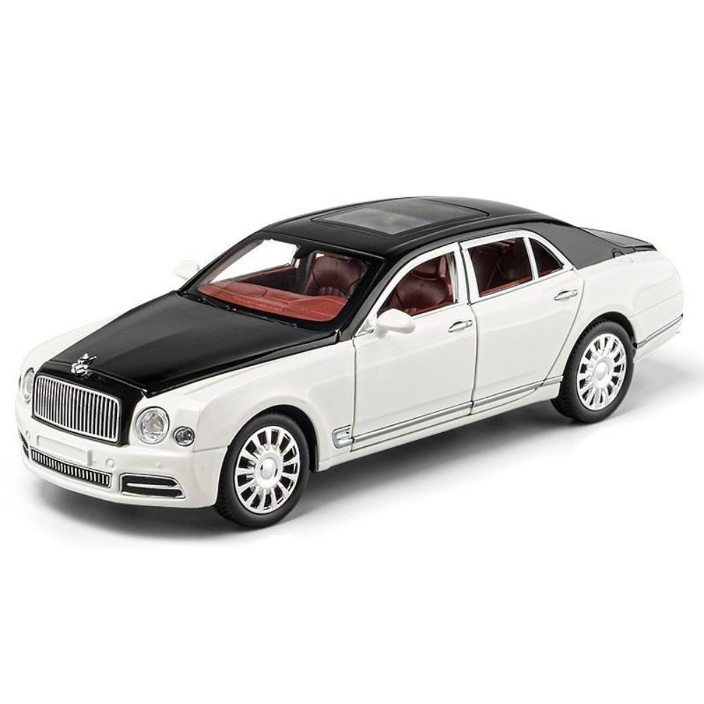 

1/24 Bentley Mulsanne Металлическая модель автомобиля Литые модели и игрушечные транспортные средства Модель автомобиля Звук и свет Машинка на пружине Игрушки Подарки белый