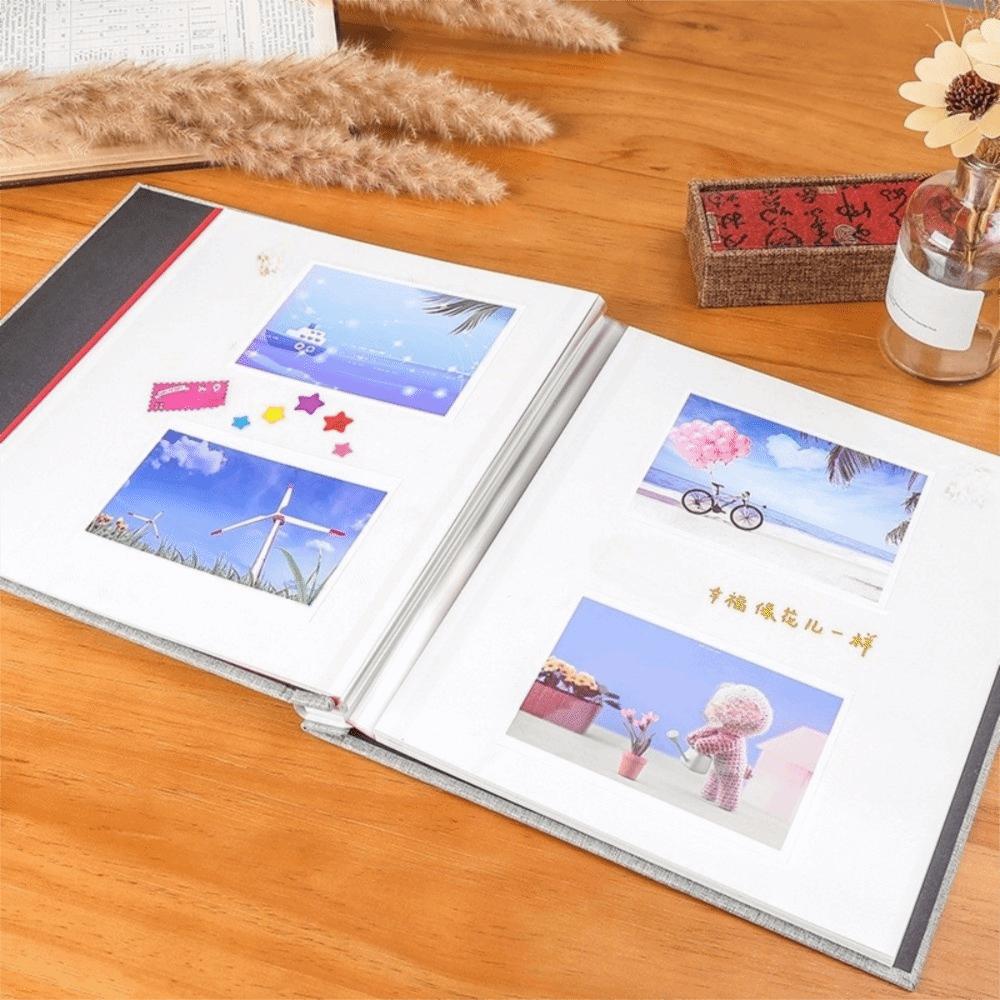 Linen Cover Self Adhesive Photo Album Large Capacity Square Photobook Album with Window 20 Sheets Memory Book Baby Photos