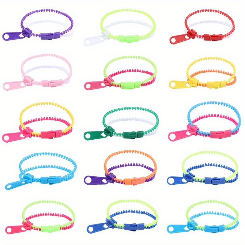 5pcs Dual Color Sensory Zipper Chain Bracelet, Anxiety Relief Fidget for Adults Autism, Wedding Party Favor Gift