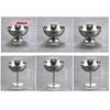 M-304 Stainless Steel Dessert Cup Ice Cream Cups Salad Goblet Retro High Base Bowl for Fruit Yogurt Snack Dish Bar Dinnerware