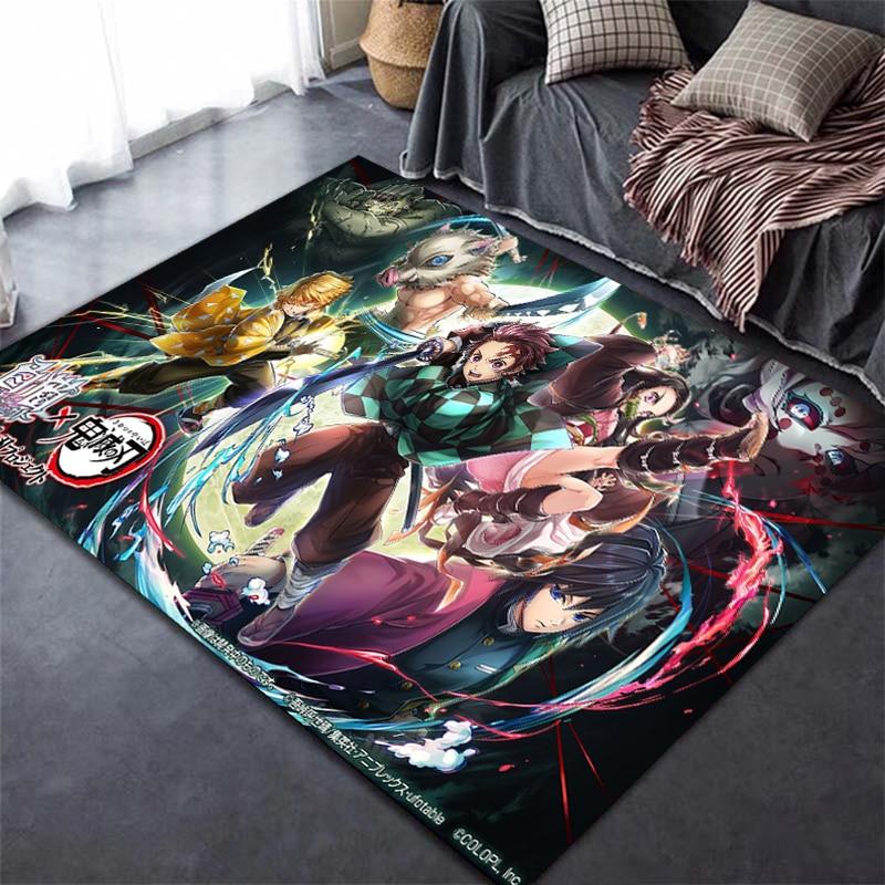 Tapis imprimé en 3D Demon Slayer Kimetsu, dessin animé Devil's Blade, décoration de maison, tapis doux pour chambre à coucher, tapis de jeu pour bébé, pour salon
