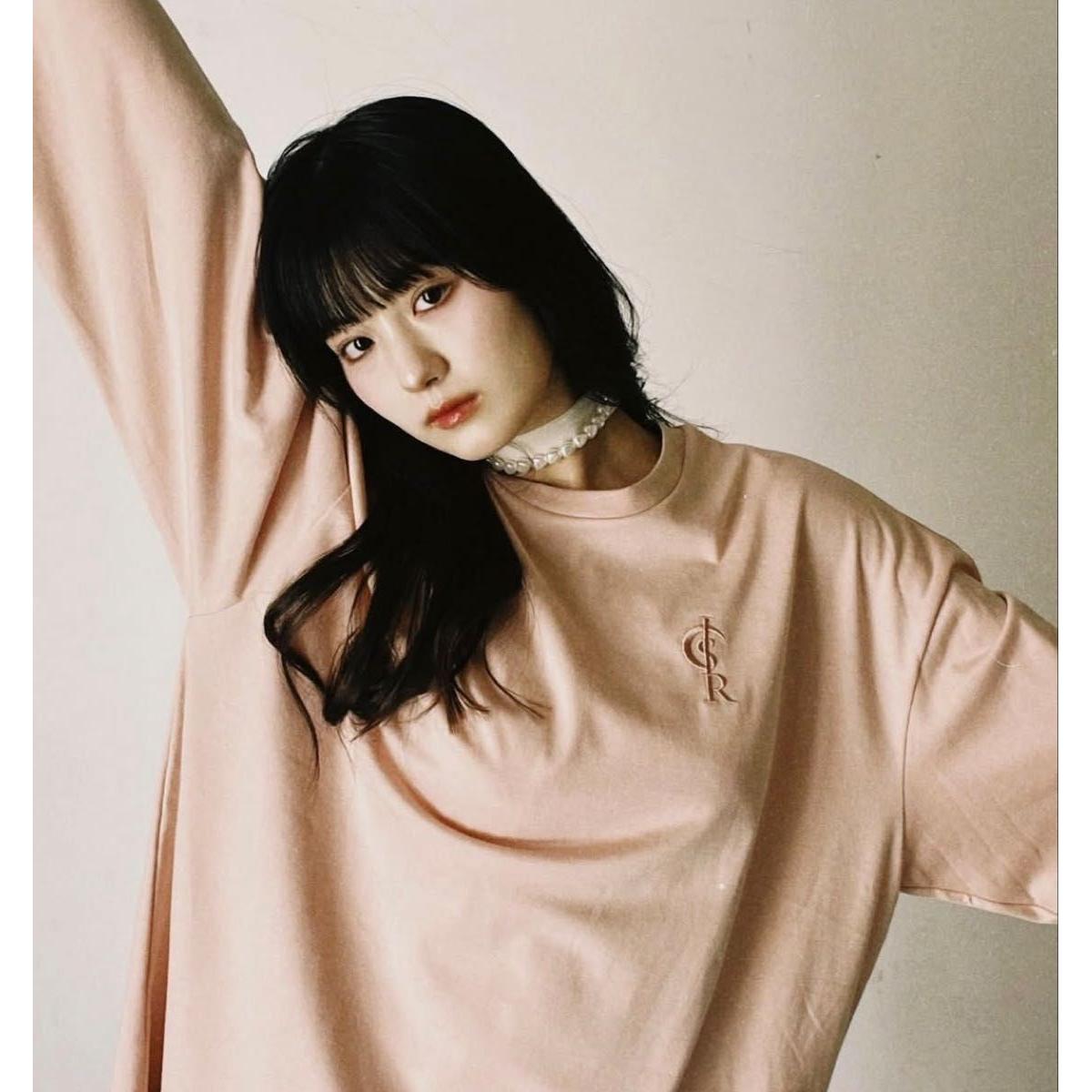 WEGO Romansual Logo Embroidery Big T-shirt Pink