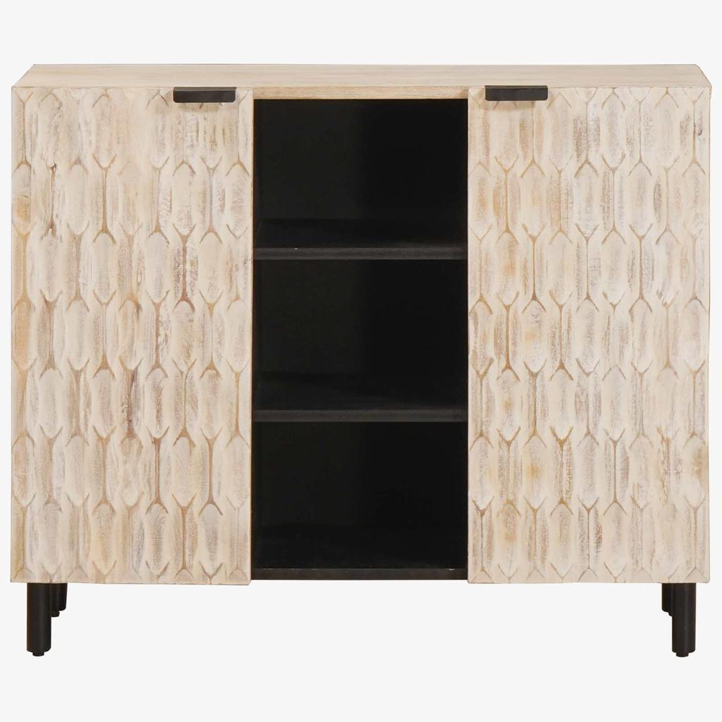 Sideboard with Shelf White Washed Surface 90 X 33 X 75 Cm