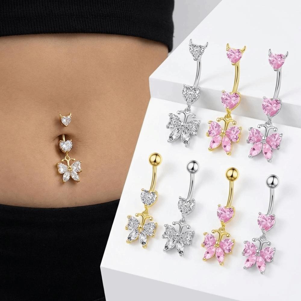 Zircon Butterfly Belly Button Rings Delicate Belly Clicked Piercing Navel Piercing Rings  Daily