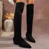 Fashion Black High-heeled Suede Over The Knee Boots Autumn Women Shoes Pointed Toe Women's High Botas Fashion Warm Lace Up Long Boots