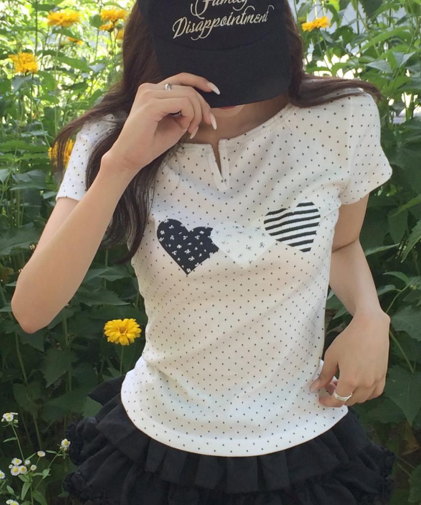Loginaenloji Race Dot Point Heart T-Shirt White