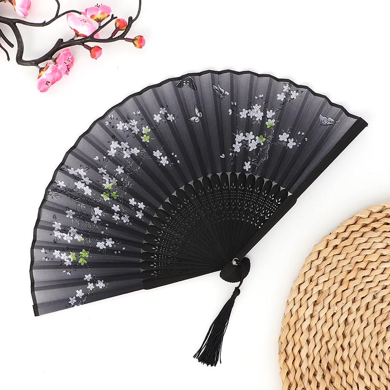 Hanfu skládací vějíř pro ženy inspirovaný japonským a čínským stylem – Scénický tanec bambusový styl