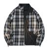 Męska gładka kurtka w kratę z zamkiem i kołnierzem stojącym na 2025 - Uniwersalna, Przystojna warstwa na wiosnę/jesień