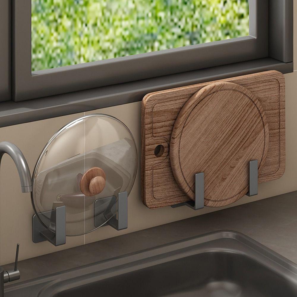 1PC Wall Hanging Lid Holder Multifunctional Pot Lid Storage Rack Cutting Board Shelf for Kitchen