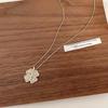 Korean Style Cat's Eye Stone Clover Heart Necklace - Minimalist Gold Clavicle Chain for Women