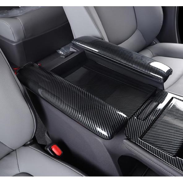 Car Accessories Fit for Toyota Sienna 2021 2022 2023 2024 Interior Center Console Armrest Cover Panel Protect Decorate Trim (Carbon Fiber Grain) ABS