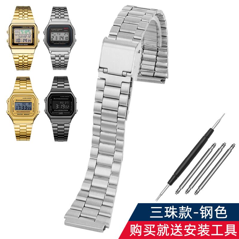 

Ремешок для часов AE-1200 Для Casio AE1200 AE1300 A159 A158 A168 F91 Ретро Маленький Квадратный Нержавеющая Сталь Ремешок для Часов 18мм Мужской Браслет 18mm серебряный