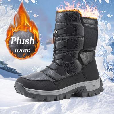 Botas de nieve de invierno para hombre y mujer, impermeables, de suela alta, de felpa, muy cálidas, a la moda, para exteriores, color negro, talla 36-46