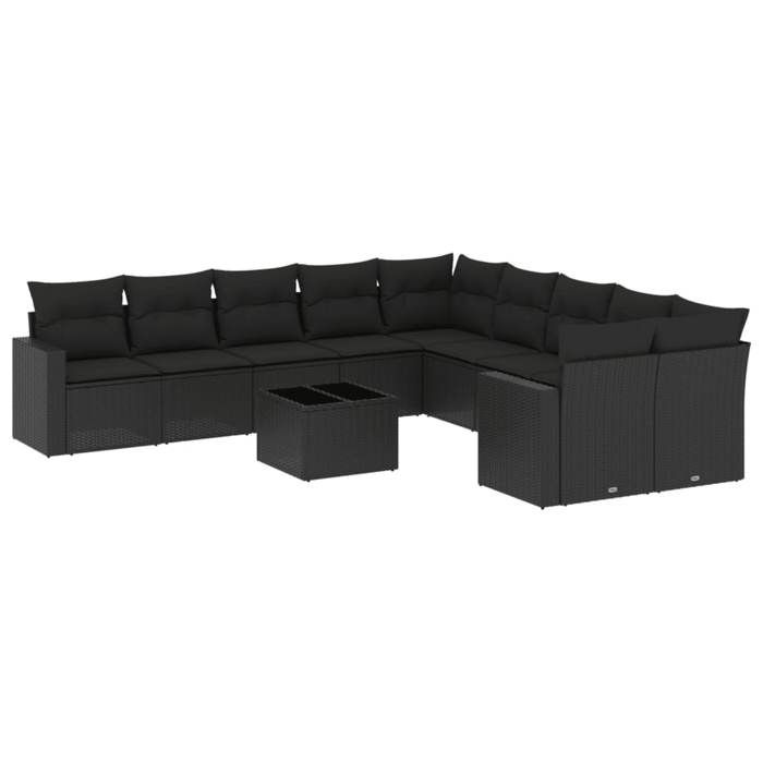 VidaXL Garden Lounge Set with Cushions 11 Pcs, Patio Sofas, Patio Furniture Set, Outdoor Furniture, Black 3219505
