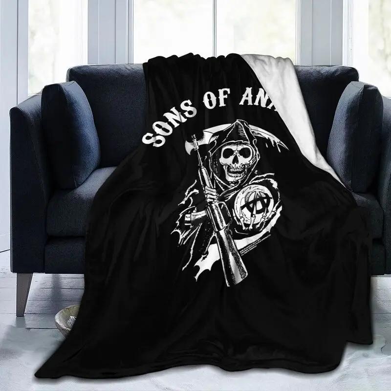 Sons of Horror Drama Anarchy Flannel Fleece Throw Blanket for Sofa Bed Couch Soft Air Conditioner Blanket All Season 80x60 Inch