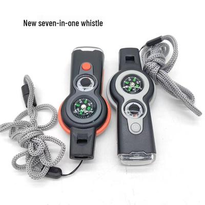 7-in-1 Multi-Function Outdoor Survival Whistle with Thermometer & Reflector