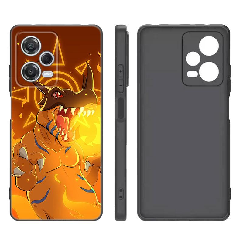 Digital Monster Digimon Black Silicone Phone Case For Xiaomi Redmi Note 9 10 11 11S 11T 12 13 Pro 5G Plus 9S 10S 12S