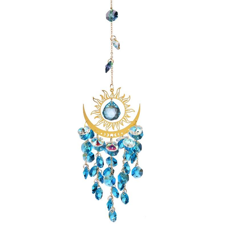 Wholesale Customizable Sun Catcher Wind Chimes Art Deco Devil s Eye Crystal Decor Memorial Christmas Glass Memorial Windchimes (Blue,hanging&X-Small (Under 6 ))