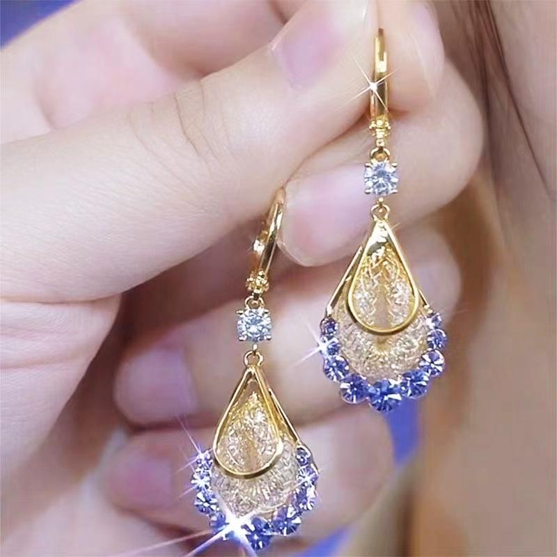 Siebdruck Tropfenohrringe für Damen Leichter Luxus Mode Atmosphärische Ohrringe