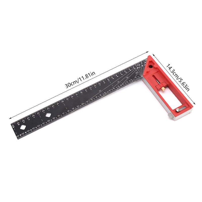 30-90 Degree Square with Marking Hole Measuring Ruler 12inch Combination Square for Measuring Woodworking