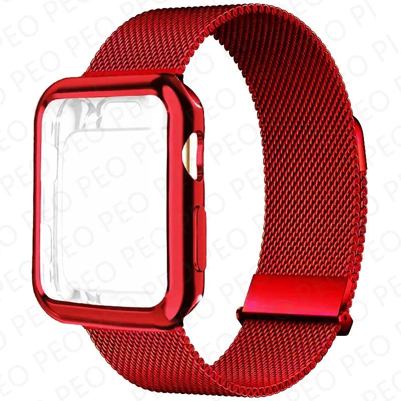 Case+Metal Milanese bands For Apple Watch Band 44mm 38mm-42mm-40mm Magnetic Loop iwatch Series 9 8 7 6 5 4 3 SE 45mm 41mm Strap