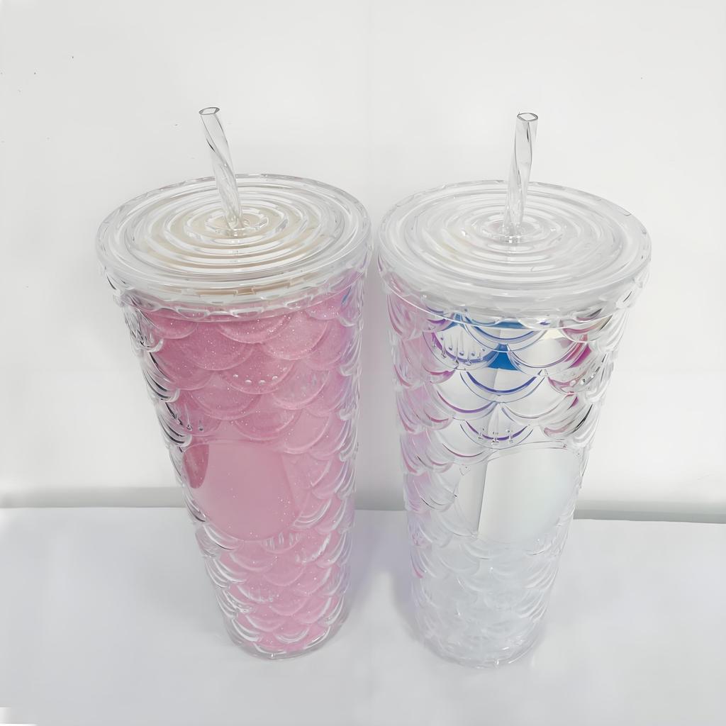 IOLOYU Water Bottle, 700ml, Made of Food-Contact Resin, Easy to Clean, BPA-Free, Plastic, with Straw, Lightweight, Sports Drink Bottle, Large