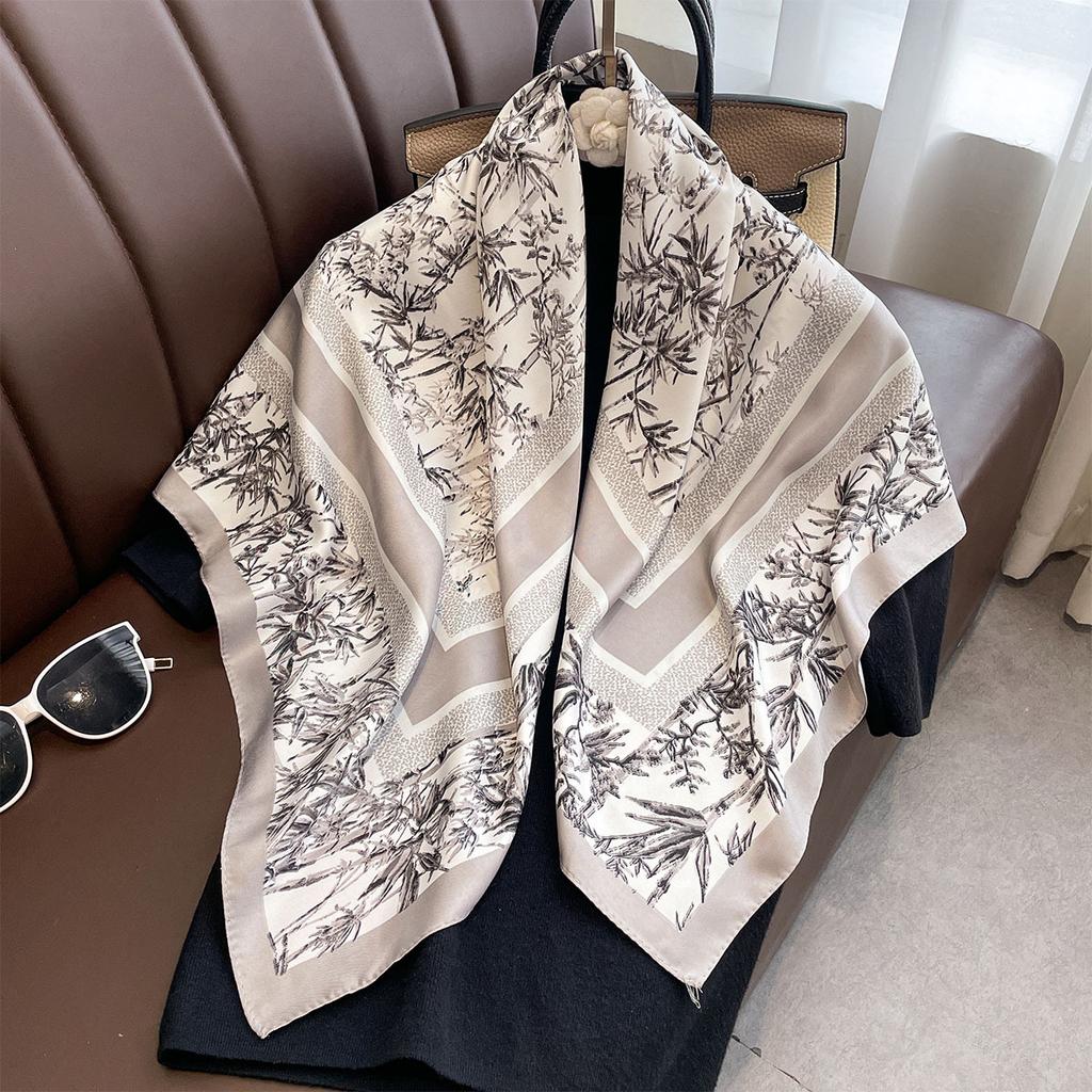 90*90Cm Luxury Silk Twill Square Scarf Hijab Women Bandana Soft Scarves Neckerchief Designer Hair Shawl Wrap Headband Bufanda