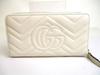 Authentic GUCCI Marmont GG White Leather Round Zip Long Wallet #b119  Seller Refurbished