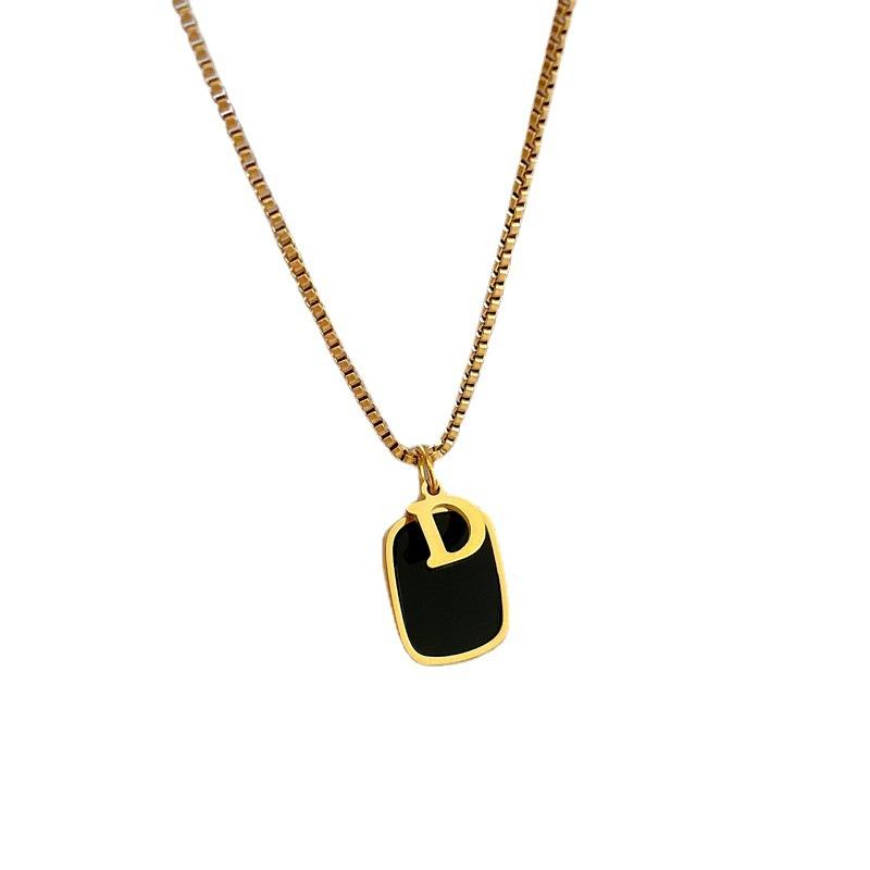 Square D Character Personality Minimalist Furnace Real Gold Necklace Female Collarbone Chain