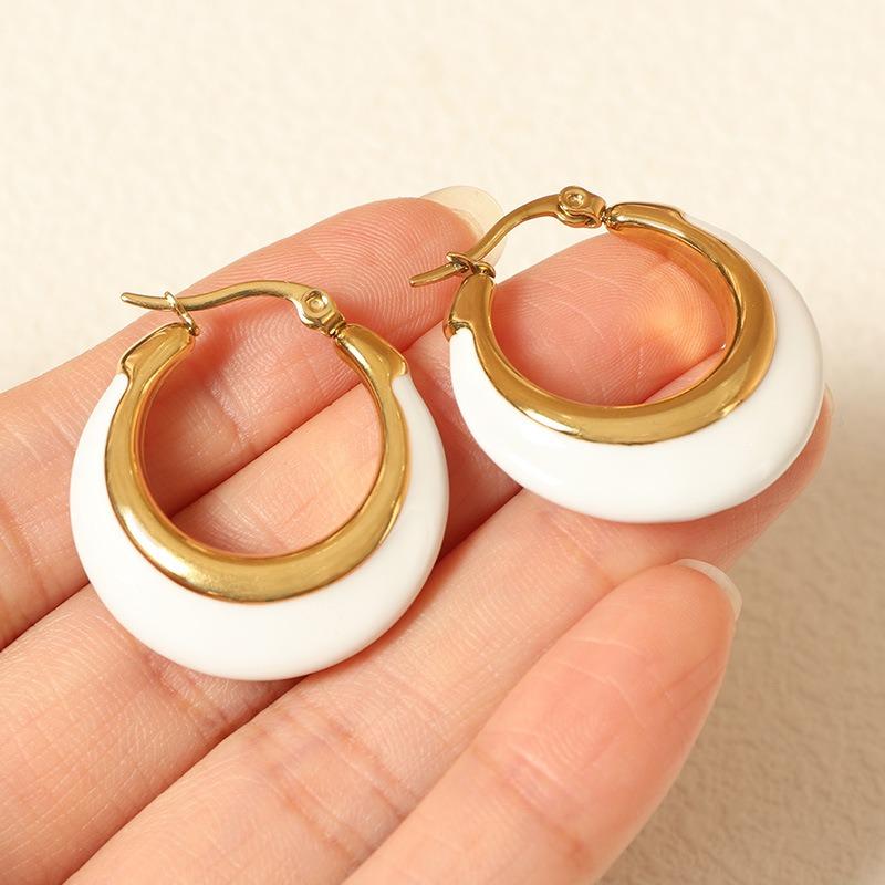 Retro Circle Glue-dropping Earrings for Women with Light Luxury High-end Fashion and Versatile Enamel Oil-dropping Earrings